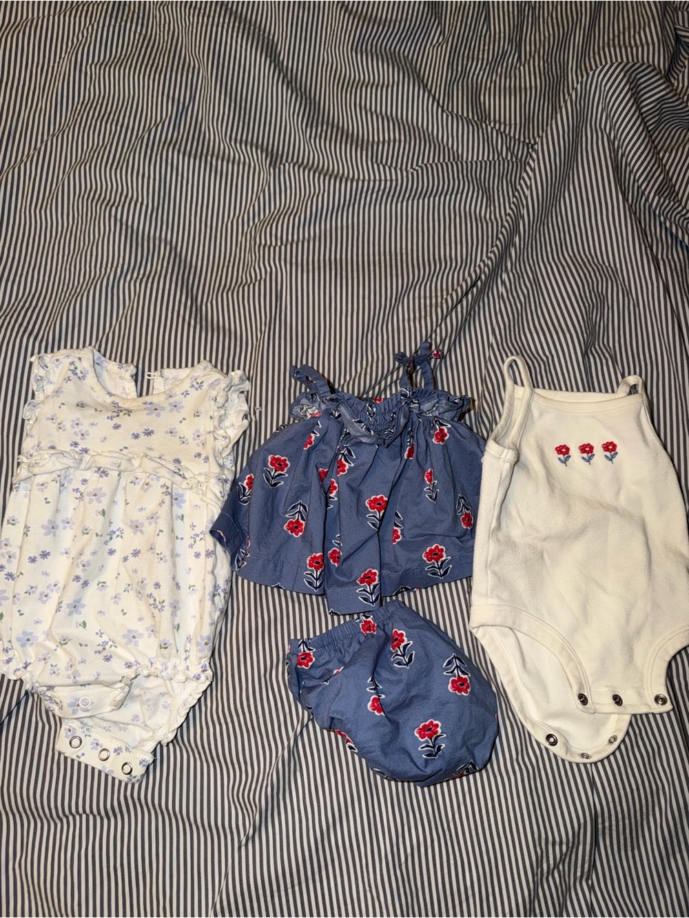 Carter's Blue Floral Romper & 3 pc set